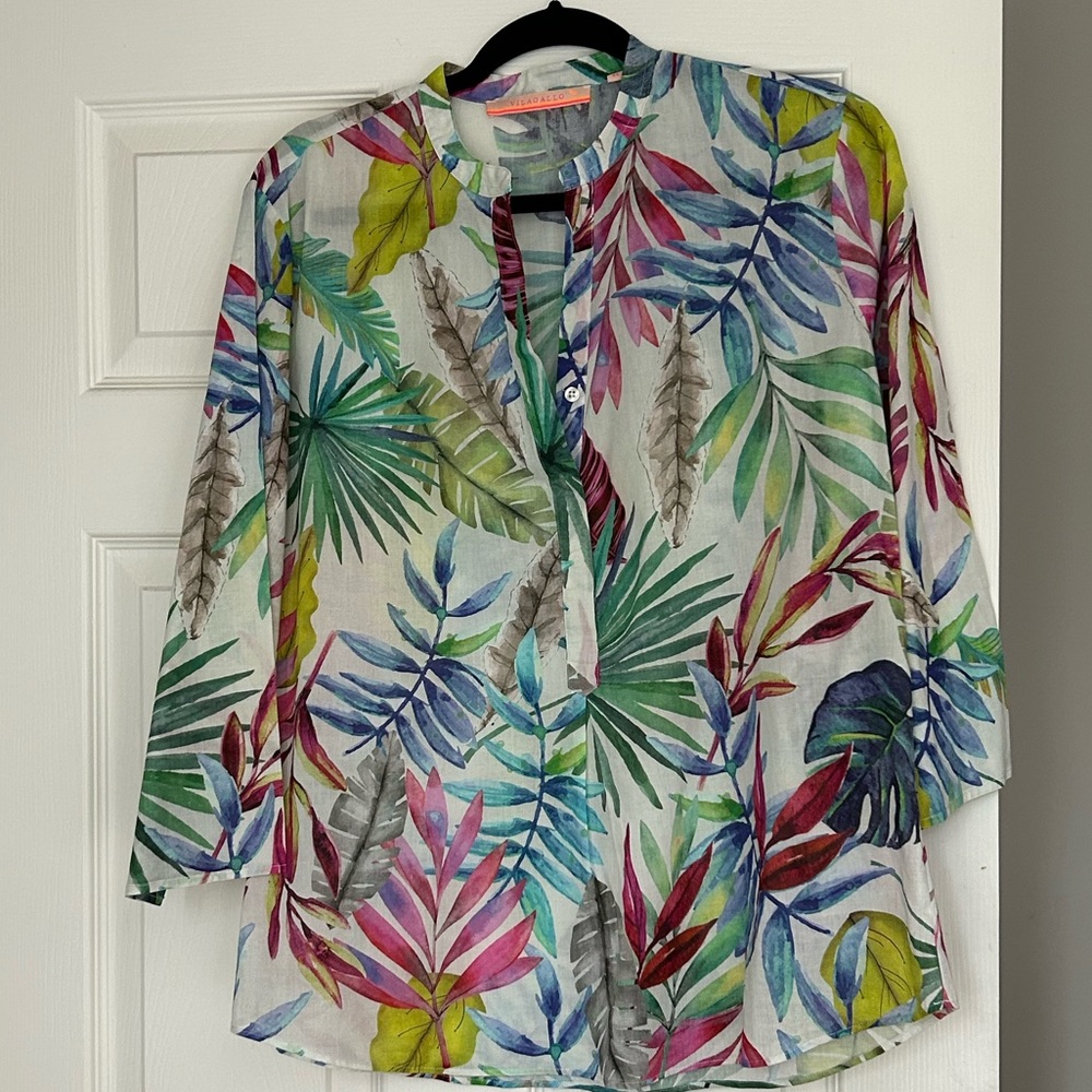 Cotton tropical print tunic top